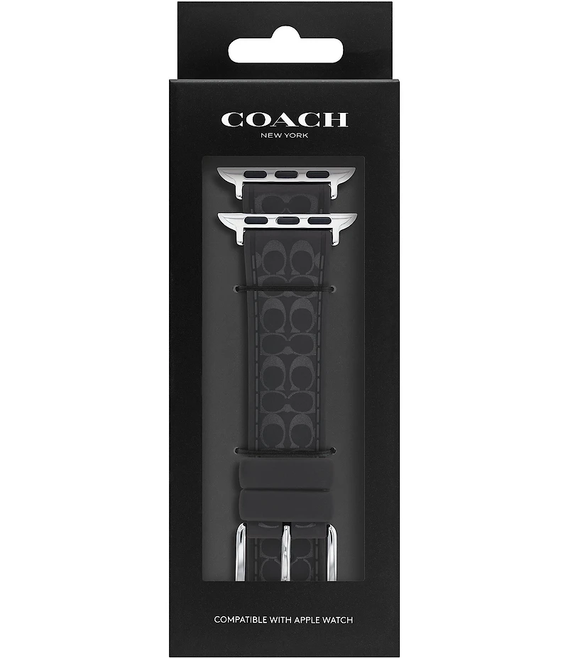 COACH Women's 38/40/41mm Black Silicone Signature Logo Strap for Apple Watch