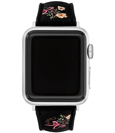 COACH Women's 38/40/41mm Floral Black Silicone Strap for Apple Watch
