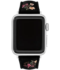 COACH Women's 38/40/41mm Floral Black Silicone Strap for Apple Watch