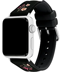 COACH Women's 38/40/41mm Floral Black Silicone Strap for Apple Watch