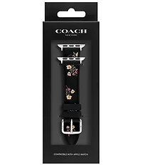 COACH Women's 38/40/41mm Floral Black Silicone Strap for Apple Watch