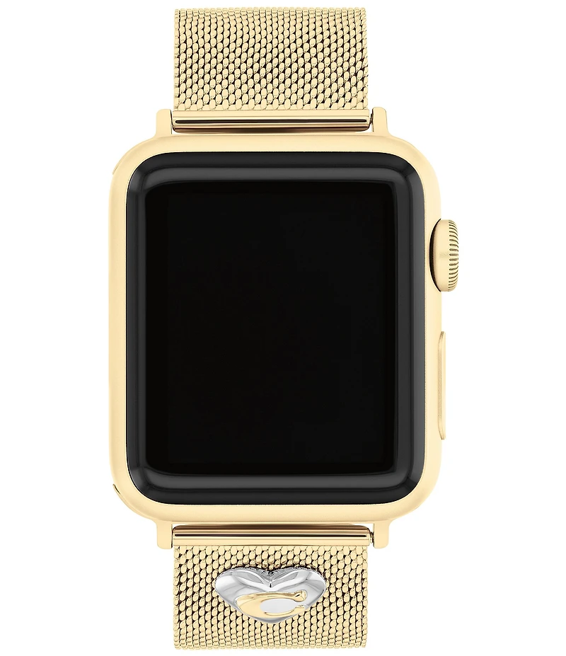COACH Women's 38/40/41mm Gold Tone Stainless Steel Heart Mesh Bracelet Strap for Apple Watch