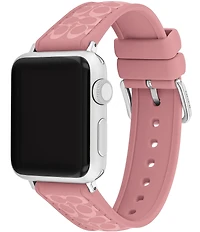 COACH Women's 38/40/41mm Pink Silicone Signature Logo Strap for Apple Watch