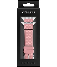 COACH Women's 38/40/41mm Pink Silicone Signature Logo Strap for Apple Watch
