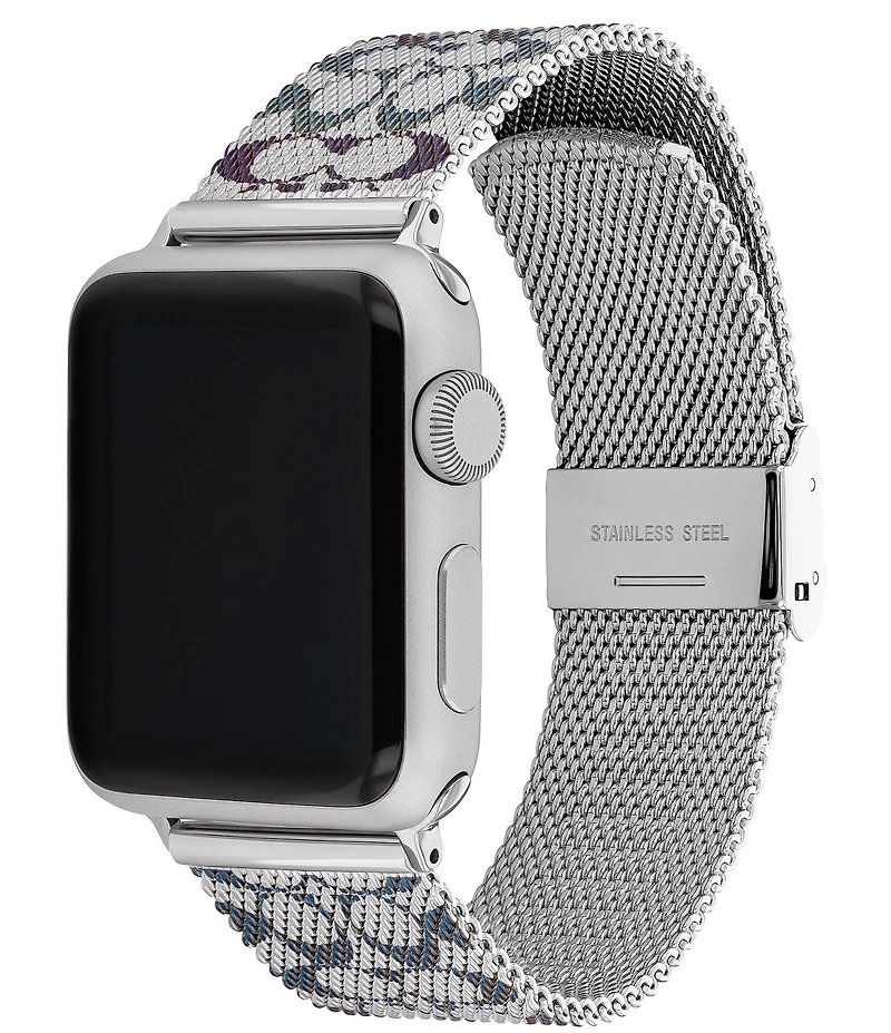 COACH Women's 38/40/41mm Signature Mesh Stainless Steel Bracelet Apple Watch Strap