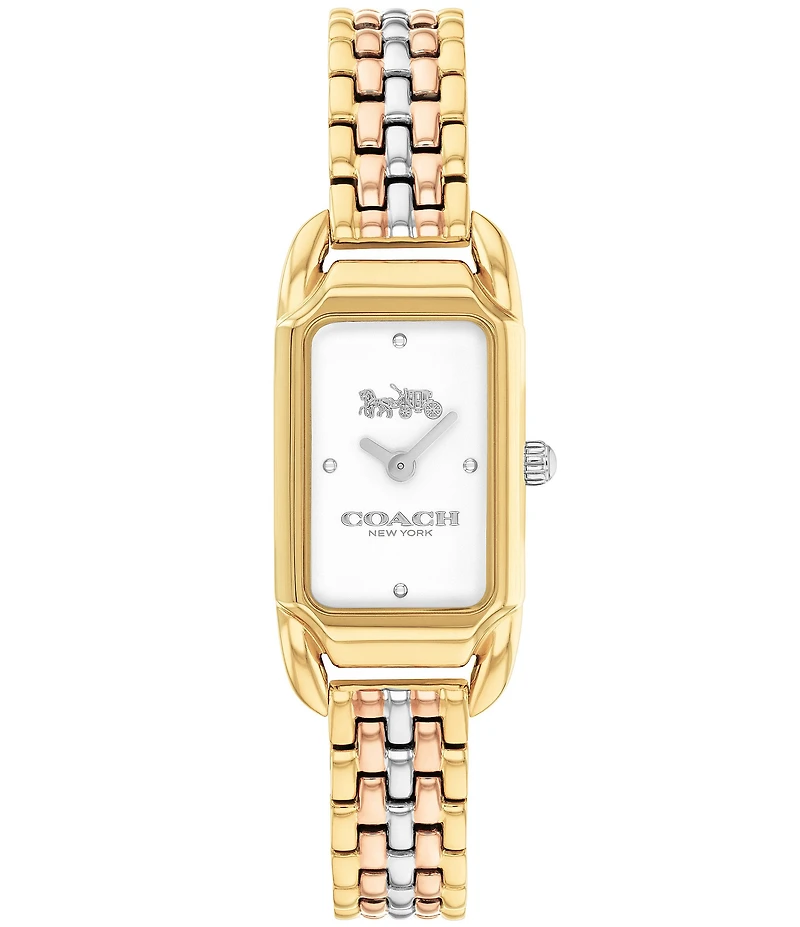 COACH Women's Cadie Quartz Analog Tri Tone Stainless Steel Bracelet Watch