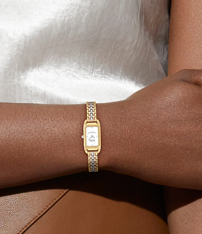 COACH Women's Cadie Quartz Analog Tri Tone Stainless Steel Bracelet Watch