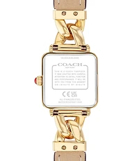 COACH Women's Cass Quartz Analog Gold-Tone Stainless Steel and Black Leather Strap Watch