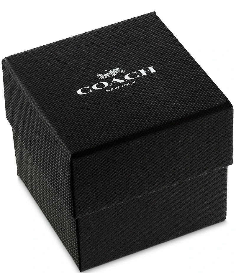 COACH Women's Cass Quartz Analog Gold-Tone Stainless Steel and Black Leather Strap Watch