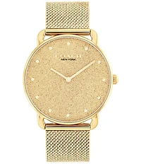 COACH Women's Elliot Quartz Analog Gold Tone Stainless Steel Mesh Bracelet Watch