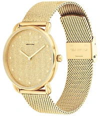 COACH Women's Elliot Quartz Analog Gold Tone Stainless Steel Mesh Bracelet Watch