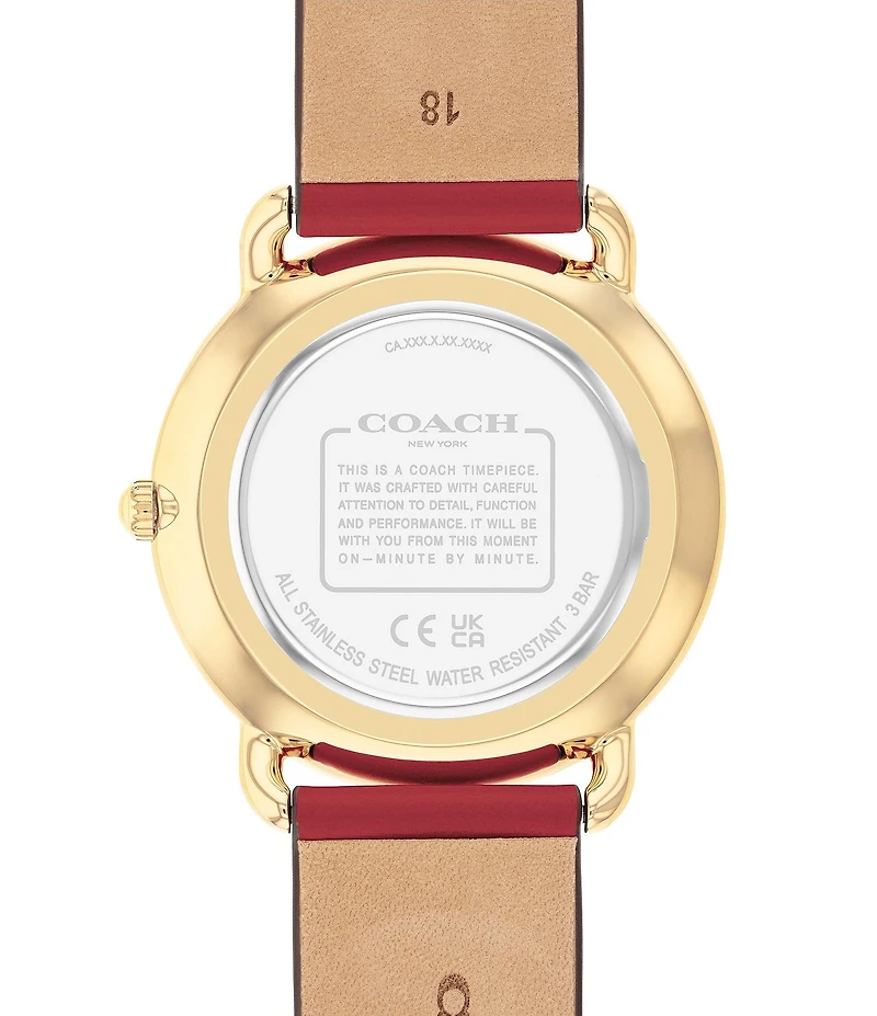 COACH Women's Elliot Quartz Analog Red Leather Strap Watch