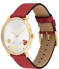 COACH Women's Elliot Quartz Analog Red Leather Strap Watch