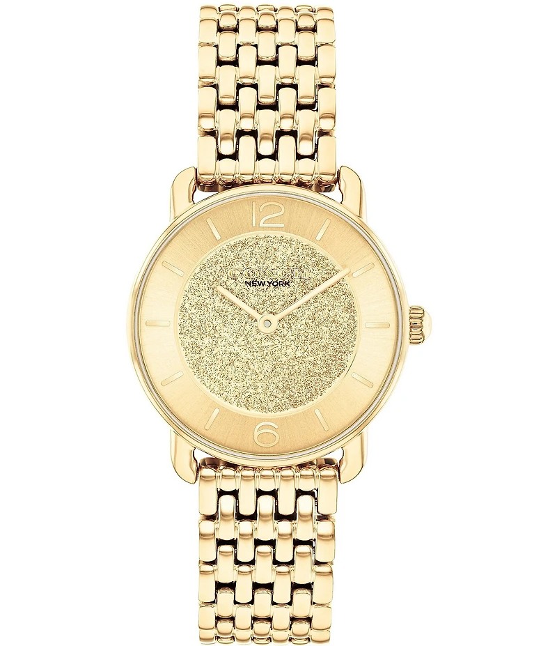 COACH Women's Elliot Quartz Analog Stainless Steel Glitter Dial Bracelet Watch