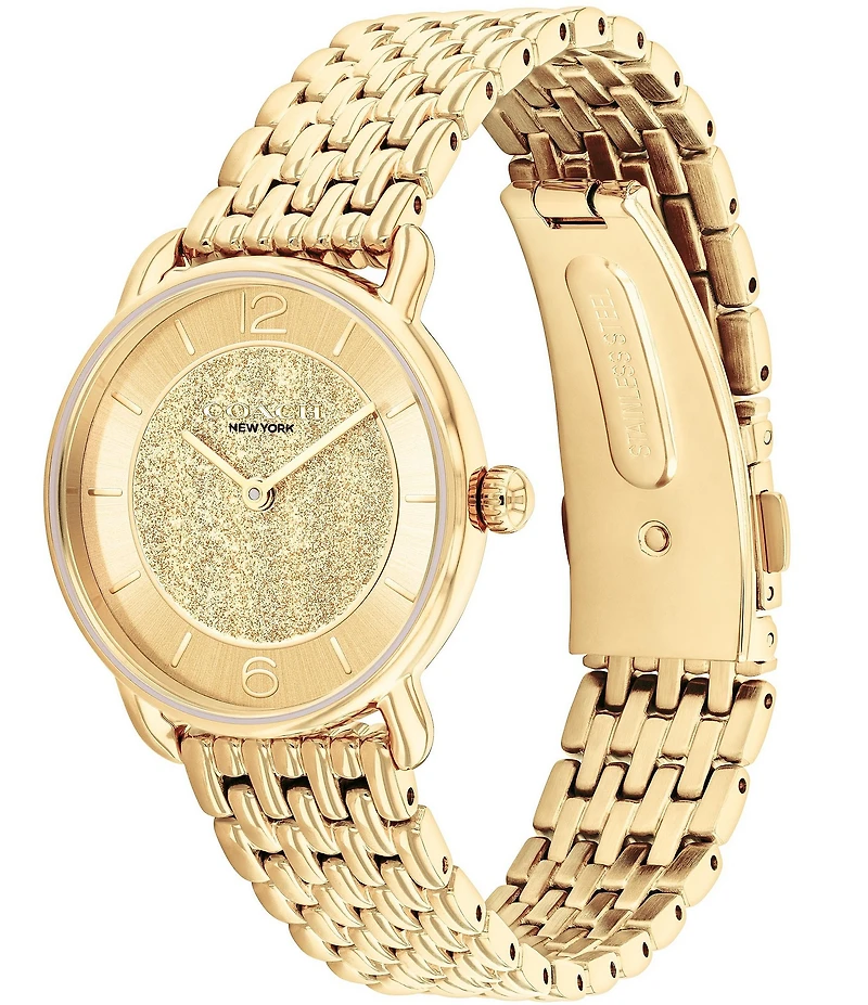 COACH Women's Elliot Quartz Analog Stainless Steel Glitter Dial Bracelet Watch