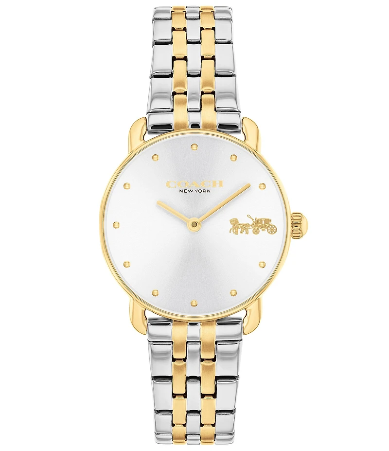 COACH Women's Elliot Quartz Analog Two Tone Stainless Steel Bracelet Watch