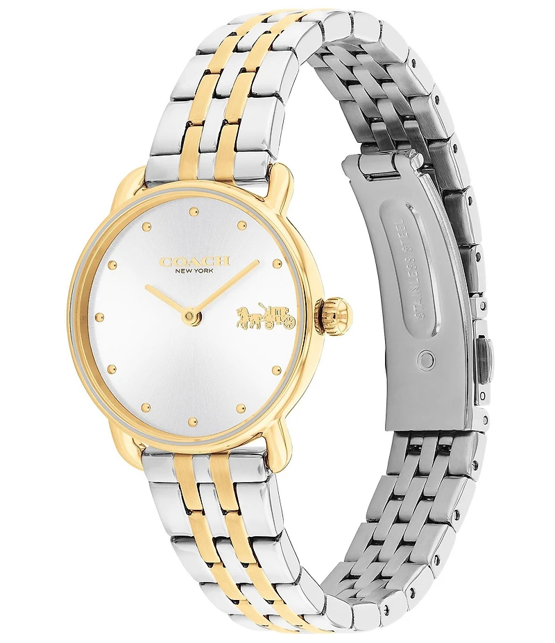 COACH Women's Elliot Quartz Analog Two Tone Stainless Steel Bracelet Watch