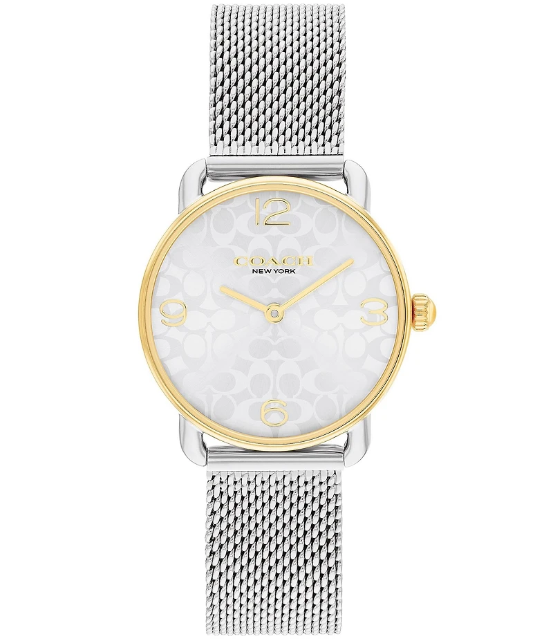 COACH Women's Elliot Quartz Analog Two Tone Stainless Steel Mesh Bracelet Watch and Bracelet Set