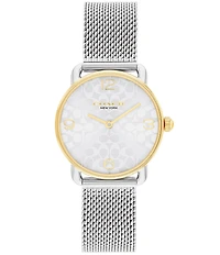 COACH Women's Elliot Quartz Analog Two Tone Stainless Steel Mesh Bracelet Watch and Bracelet Set