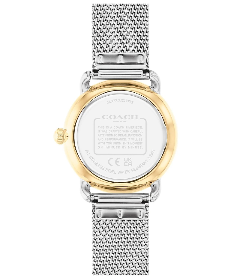 COACH Women's Elliot Quartz Analog Two Tone Stainless Steel Mesh Bracelet Watch and Bracelet Set