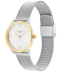 COACH Women's Elliot Quartz Analog Two Tone Stainless Steel Mesh Bracelet Watch and Bracelet Set