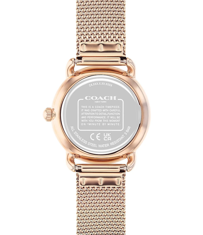 COACH Women's Elliot Silver Dial Quartz Analog Mesh Bracelet Watch