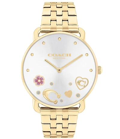 COACH Women's Heart and Crystal Embellished Elliot Quartz Analog Rose Gold Stainless Steel Bracelet Watch