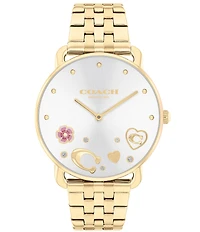 COACH Women's Heart and Crystal Embellished Elliot Quartz Analog Rose Gold Stainless Steel Bracelet Watch