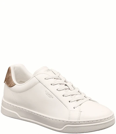 COACH Women's High Line Leather Canvas Logo Lace Up Sneakers