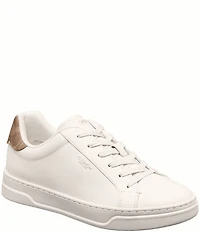 COACH Women's High Line Leather Canvas Logo Lace Up Sneakers