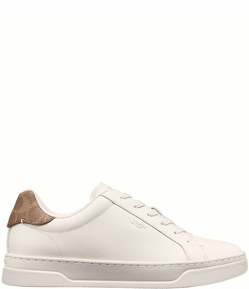 COACH Women's High Line Leather Canvas Logo Lace Up Sneakers