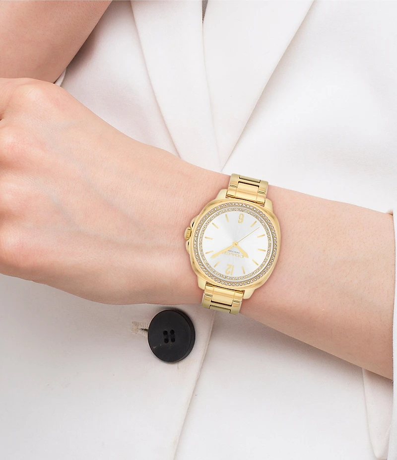 COACH Women's Kitt Quartz Analog Stainless Steel Rhinestone Bracelet Watch