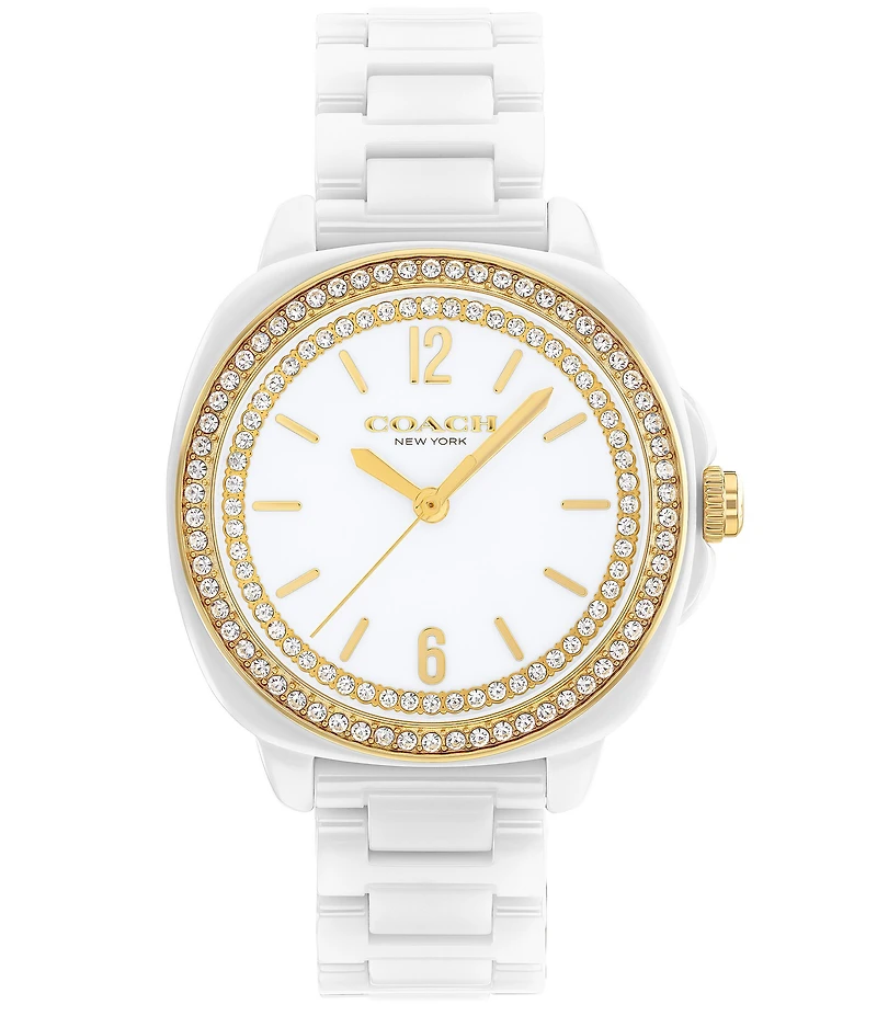 COACH Women's Kitt Quartz Analog White Ceramic Bracelet Watch