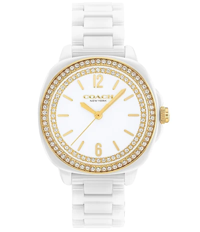 COACH Women's Kitt Quartz Analog White Ceramic Bracelet Watch