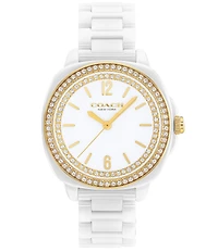 COACH Women's Kitt Quartz Analog White Ceramic Bracelet Watch