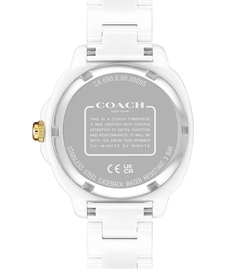 COACH Women's Kitt Quartz Analog White Ceramic Bracelet Watch