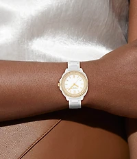 COACH Women's Kitt Quartz Analog White Ceramic Bracelet Watch