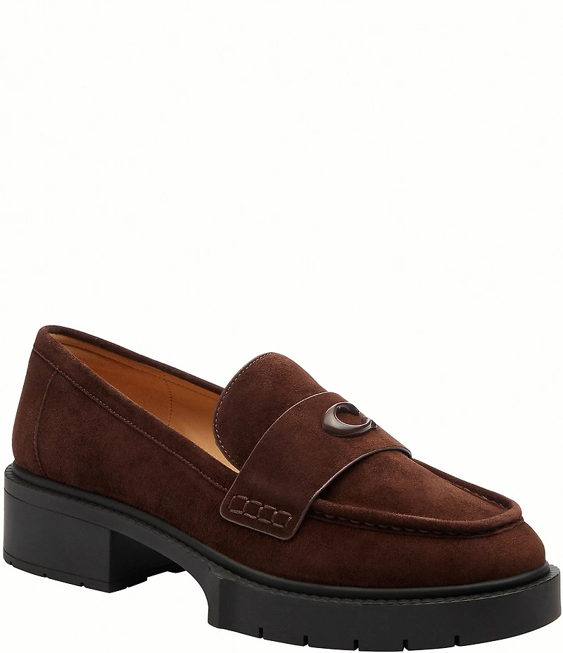 COACH Women's Leah Suede Signature Logo Loafers