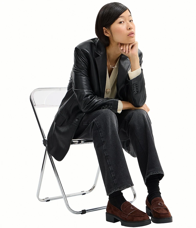 COACH Women's Leah Suede Signature Logo Loafers