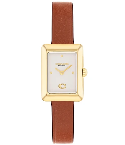 COACH Women's Mara Quartz Analog Saddle Leather Strap Watch