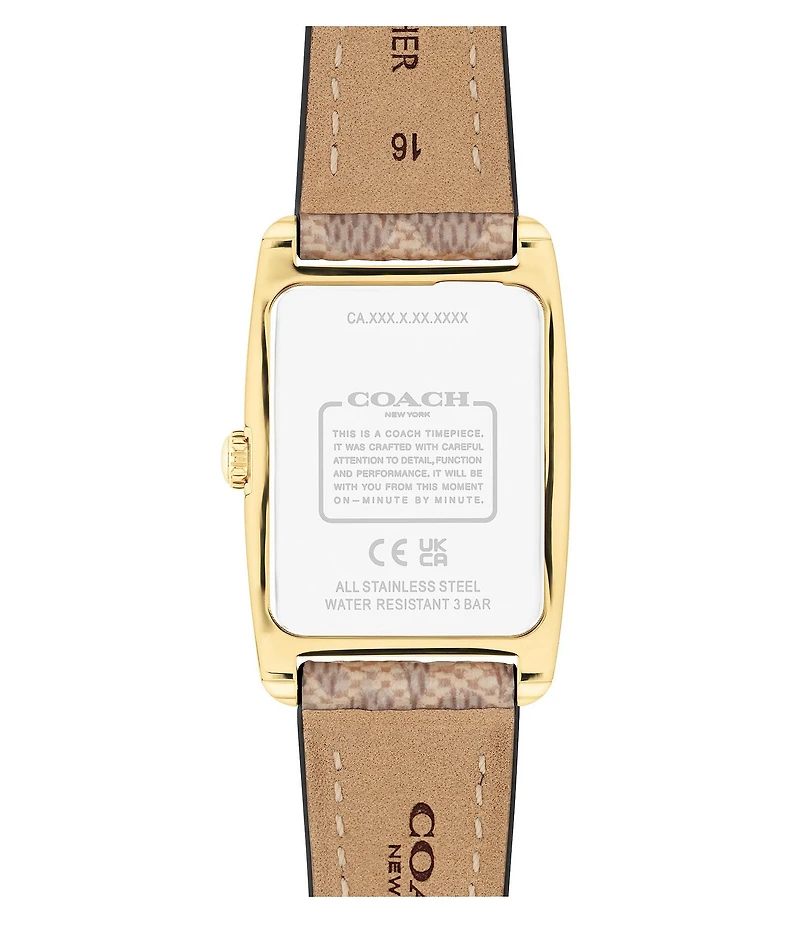 COACH Women's Reese Quartz Analog Tan Canvas Strap Watch