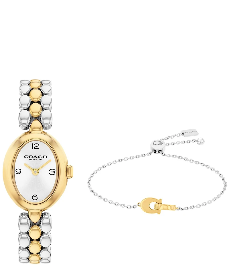 COACH Women's Sammy Quartz Analog Two Tone Stainless Steel Bracelet Watch Set