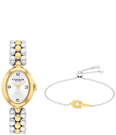 COACH Women's Sammy Quartz Analog Two Tone Stainless Steel Bracelet Watch Set