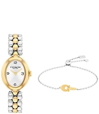 COACH Women's Sammy Quartz Analog Two Tone Stainless Steel Bracelet Watch Set