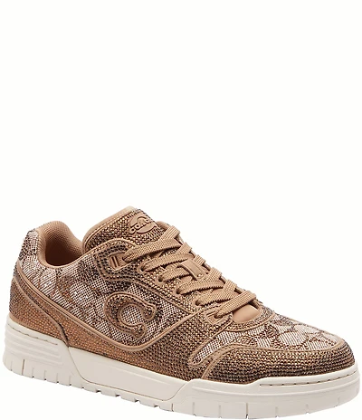 COACH Women's Soho All Over Crystal Signature Jacquard Logo Lace Up Sneakers