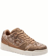 COACH Women's Soho All Over Crystal Signature Jacquard Logo Lace Up Sneakers