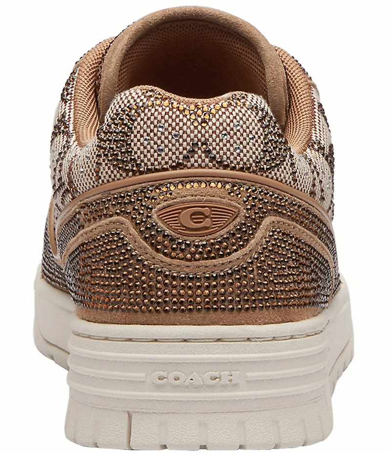 COACH Women's Soho All Over Crystal Signature Jacquard Logo Lace Up Sneakers