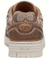 COACH Women's Soho All Over Crystal Signature Jacquard Logo Lace Up Sneakers