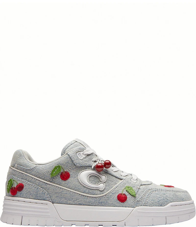 COACH Women's Soho Cherry Denim Charm Ornament Detail Sneakers