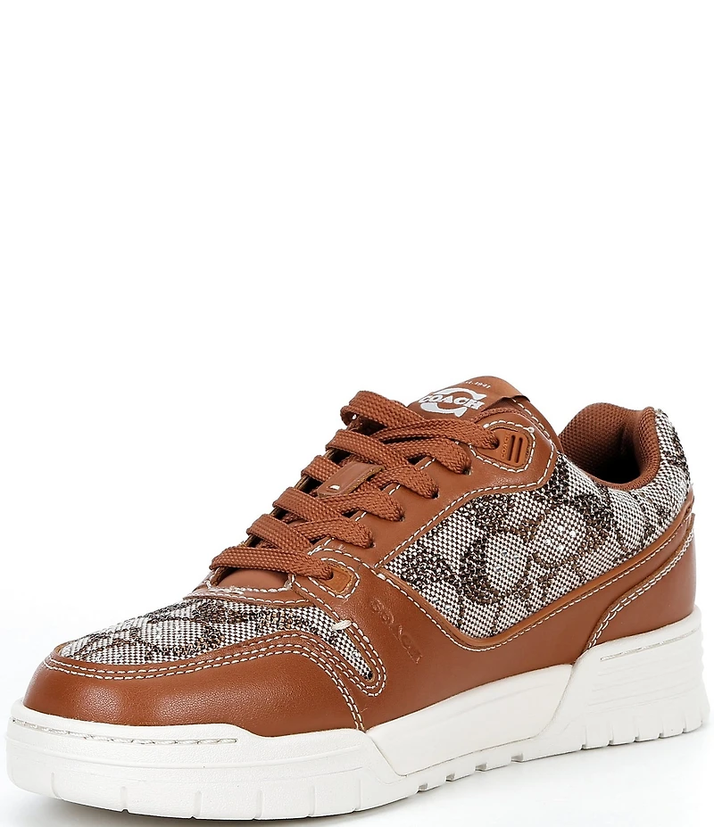 COACH Women's Soho Crystal Signature Jacquard Logo Lace Up Sneakers